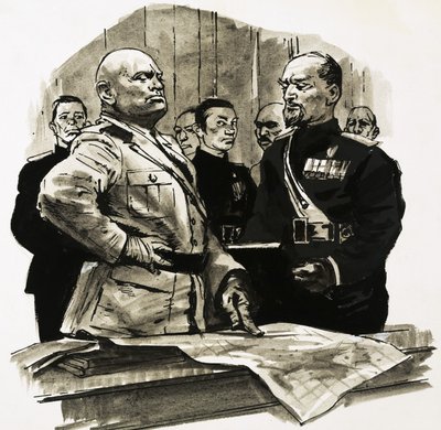 身份不明的军官指着地图上的一个点 作者 拉尔夫·布鲁斯