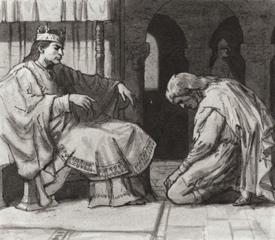 威廉一世国王面前的诺桑比亚伯爵 Walteof（纸面水粉画） 作者 拉尔夫·布鲁斯