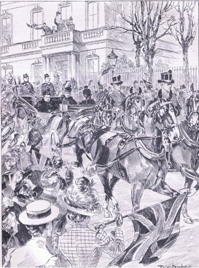 皇后区最后一次访问伦敦于1900年3月，插图来自英格兰的卡塞尔斯历史，20世纪 作者 拉尔夫·切弗