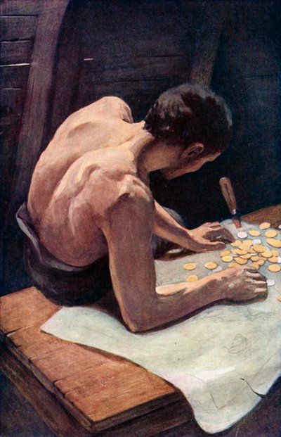 丹尼尔·笛福为《鲁宾逊漂流记》绘制的插图（彩色平版印刷） 作者 拉尔夫·诺埃尔·波科克