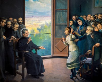 ""圣约翰-博斯科（Giovanni Bosco，又称唐-博斯科，牧师，意大利教育家（1815-1888 年） ""拉蒙-博法鲁尔的画作（19 世纪） 作者 拉蒙·博法鲁尔