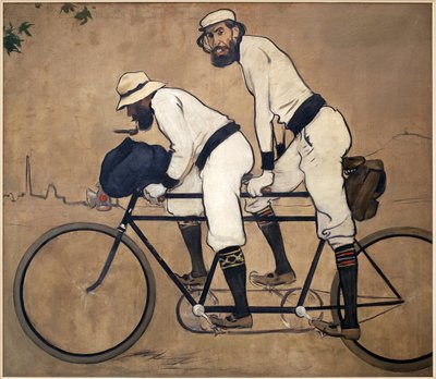 拉蒙·卡萨 (Ramon Casa) 和佩雷·罗梅乌 (Pere Romeu) 串联。 拉蒙·卡萨斯 (Ramon Casas)（1866-1932）绘画，布面油画 作者 拉蒙·卡萨斯