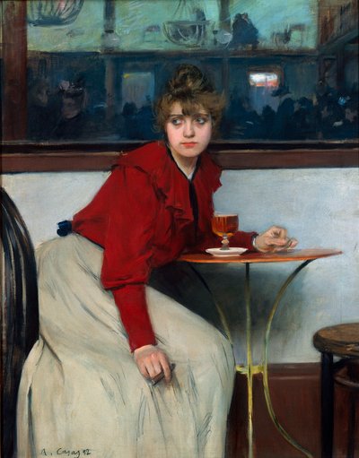 在 Moulin de la Galette 或 La Madeleine。 Ramon Casas i Carbo 的绘画（1866-1932） 作者 Ramon Casas i Carbo