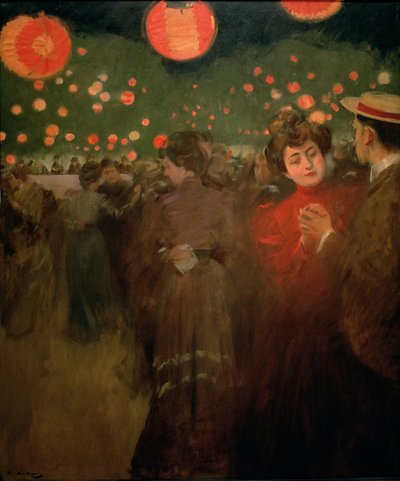 露天派对，c.1901-02（布面油画） 作者 拉蒙·卡萨斯·卡博