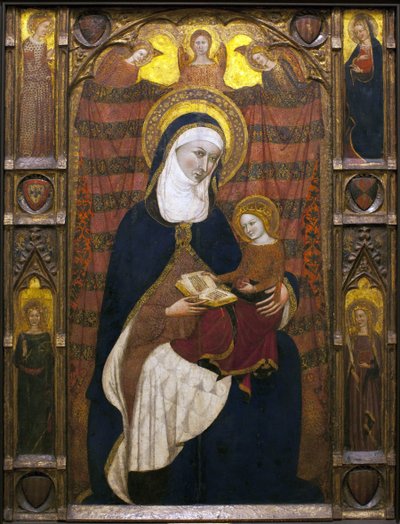Saint Anne and the Virgin - Painting by Ramons Destorrents (14th century), Arnau (14th century) and Jaume Ferrer Bassa (1281-1348) - tempera on wood, circa 1350 (St Anne and The Virgin, by Ramons Destorrents, Arnau e Ferrer Bassa, tempera on panel, circa 1 作者 拉蒙·戴斯洪（Ramon Destorrents）