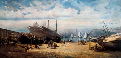 Barceloneta (central district of Barcelona). Painting by Ramon MARTI i ALSINA (1826-1894) 作者 拉蒙·马丁·阿尔西纳