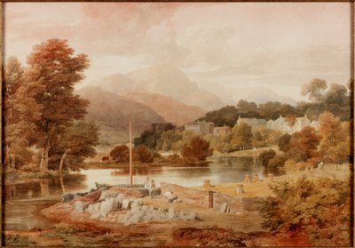板岩码头，Brathay（纸上铅笔和水彩） 作者 拉姆齐·理查德·雷纳格（Ramsay Richard Reinagle）