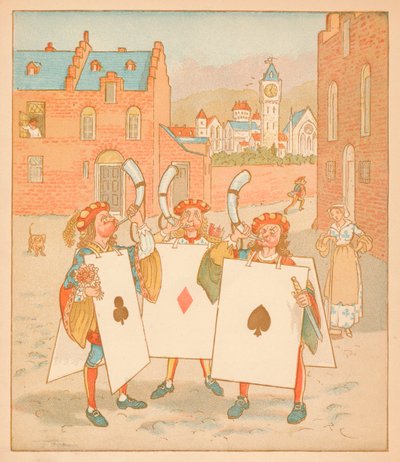 1880年，吹牛者戴着纸牌。 作者 伦道夫·卡尔德科特