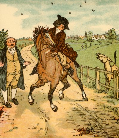 约翰·吉尔宾斯（John Gilpins）的马受到驴的惊吓，1878年，c1918年。 作者 Randolph Caldecott