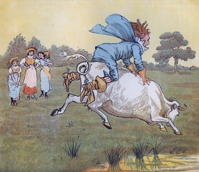 “没有人问过你，先生，”她说。 兰道夫·凯迪克 (Randolph Caldecott) 为童谣《挤奶女工》绘制的插图。 作者 伦道夫·卡尔德科特