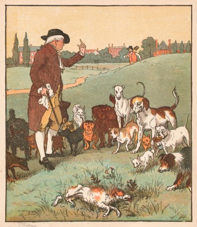 那只死了的狗，大约在1879年。 作者 Randolph Caldecott