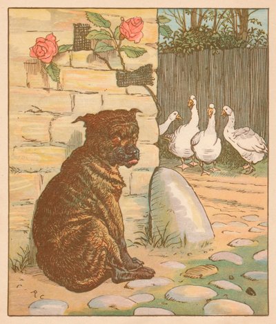 担心猫的狗...，c1878。 作者 伦道夫·卡尔德科特