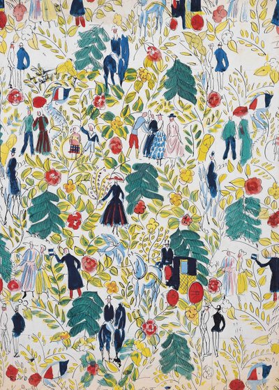 林中漫步；La Promenade au Bois，约 1919 年（纸面水粉画） 作者 拉乌尔·杜菲