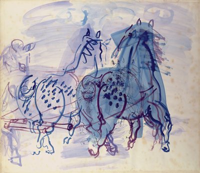 蓝色骏马（纸上水粉画） 作者 拉乌尔·杜菲