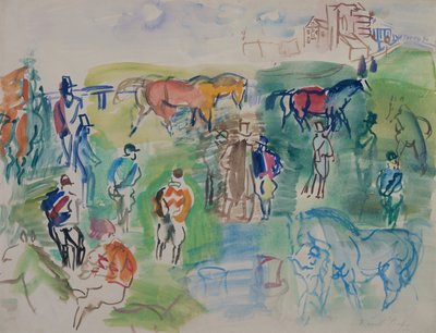 埃普森的马和骑师（水粉画，纸面） 作者 拉乌尔·杜菲