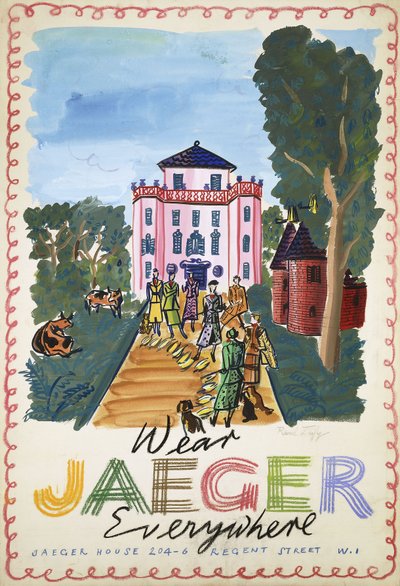 狩猎；La Chasse，约 1936 年（纸上水粉画） 作者 拉乌尔·杜菲