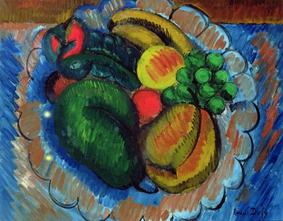 带果盘的静物，约 1908 年（布面油画） 作者 拉乌尔·杜菲