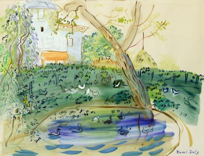 鸭子池塘（纸上水彩画） 作者 拉乌尔·杜菲