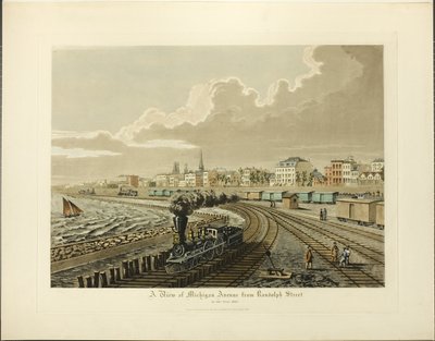 1865 年从伦道夫街眺望密歇根大道的景色 作者 拉乌尔·瓦林