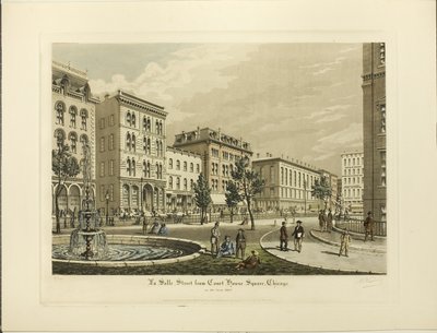 1865 年，从芝加哥法院广场看拉萨尔街 作者 拉乌尔·瓦林