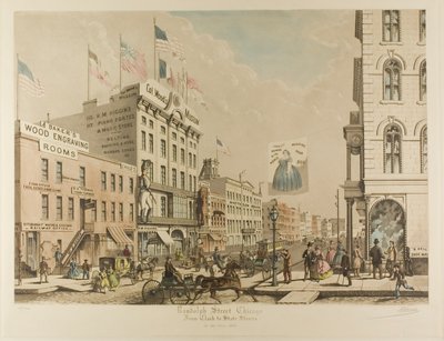 1865 年芝加哥克拉克街至州街的伦道夫街 作者 拉乌尔·瓦林