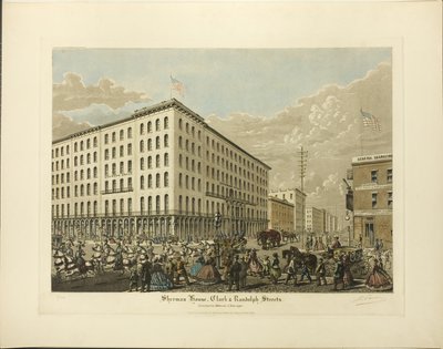 谢尔曼故居，克拉克街和伦道夫街，建于 1860-61 年，芝加哥 作者 拉乌尔·瓦林