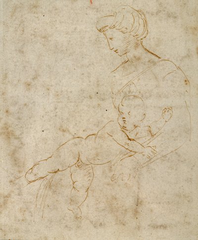 Madonna and Child, c.1505 (pen & brown ink on paper) 作者 拉斐尔