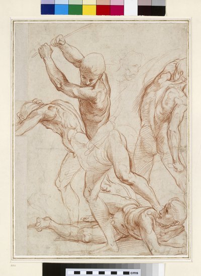 裸体战斗（红色粉笔在纸上） 作者 Raffaello Sanzio Raphael