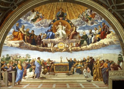 神圣圣礼之争萨克拉门托圣战，1509年至1510年。 作者 拉斐尔（Raffaello Sanzio Raphael）