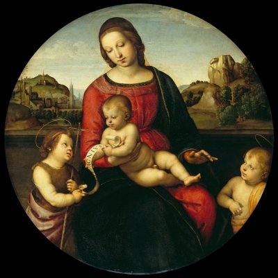 玛丽与孩子，施洗约翰和圣婴麦当娜·泰拉诺娃c。 1505 作者 Raffaello Sanzio Raphael