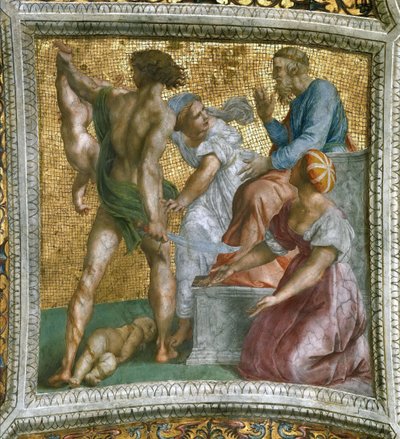 所罗门的审判》天花板壁画，在Stanza della Segnatura，约1510-1511。 作者 拉斐尔