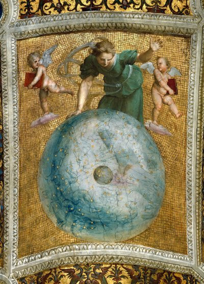 普鲁姆移动。在Stanza della Segnatura的天花板壁画，约1510-1511。 作者 拉斐尔