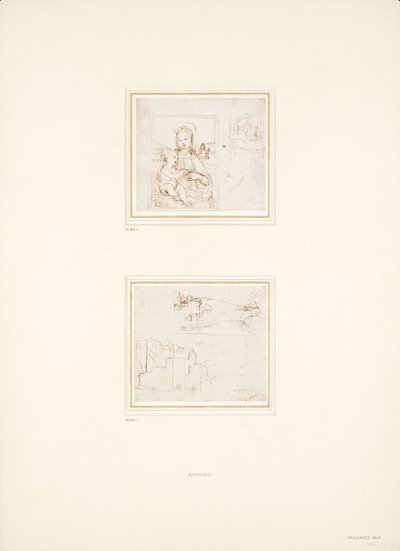两幅独立的风景画草图，1500-1504年 作者 拉斐尔