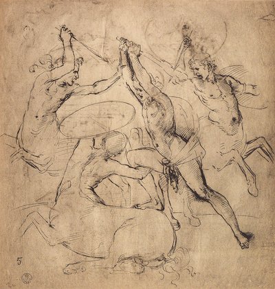 赫拉克勒斯杀死了半人马;拉斐尔画的。内阁图纸和版画，乌菲齐画廊，佛罗伦萨 作者 拉斐尔（Raffaello Sanzio Raphael）