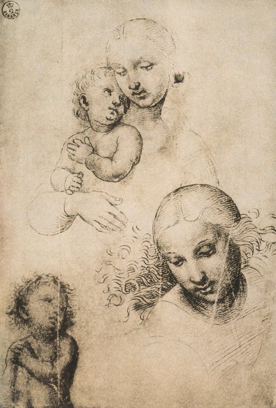 研究麦当娜和儿童，由Raffaello Sanzio绘制。内阁图纸和版画，乌菲齐画廊，佛罗伦萨 作者 拉斐尔（Raffaello Sanzio Raphael）