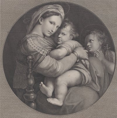 椅子上的麦当娜-德拉-塞吉奥拉，1793年。 作者 Raphael Morghen