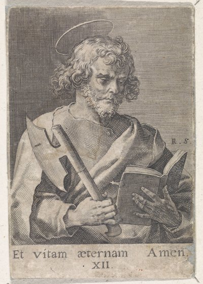 使徒马提亚
基督、马利亚和十二使徒（丛书名） 作者 Maerten de Vos（归属于）