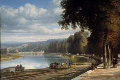 步行前往塞纳河畔的圣克劳德公园（Parc de Saint Cloud）的细节，马匹在拖道上奔跑。雷蒙德-埃斯布拉特（1809-1856 年）1850 年罗阿纳作品。约瑟夫-德谢莱特博物馆 作者 雷蒙德·埃斯布拉特