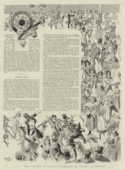 奥林匹亚狂欢节，身着盛装的溜冰者游行（石版画） 作者 雷金纳德·托马斯·克利弗
