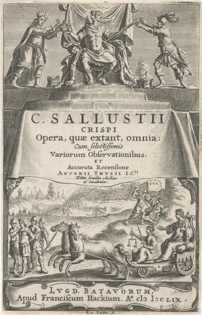 凯旋战车上的皇帝和正义
扉页：A. Thysius jr., Opera, quæ extant, omnia, 1659 作者 弗朗西斯·哈克修斯