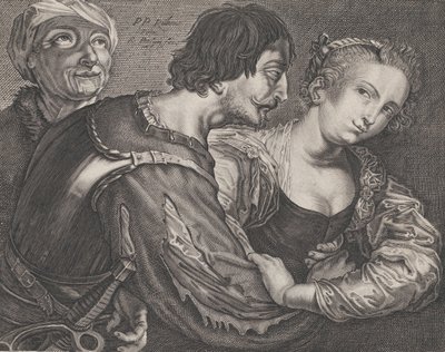 鸨母：一个老妇人，一个士兵和一个女人，约1635-68。 作者 雷尼尔·范·佩森