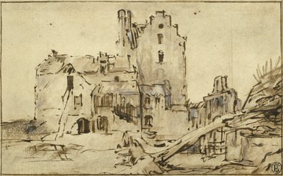 衰落中的昂贵城堡，1652-57年 作者 伦勃朗·范·赖恩