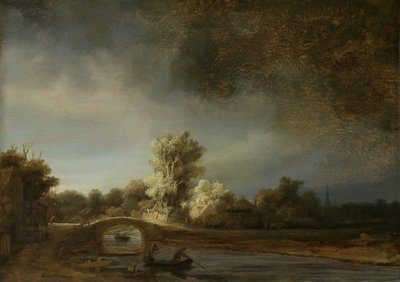 约有石桥的风景，约1638年（面板上的油） 作者 伦勃朗·范·赖恩