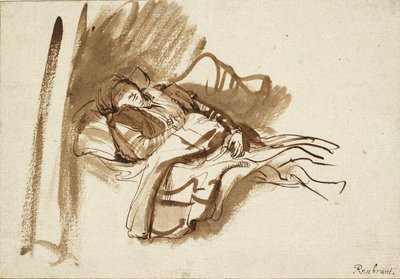 萨斯基亚在床上睡觉，约1630年代 作者 Saskia van Uylenburgh