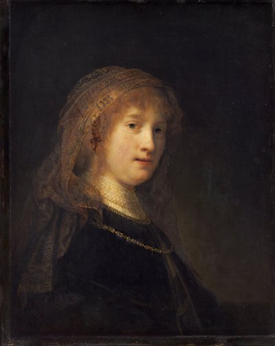 萨斯基亚·范·乌伦堡（Saskia van Uylenburgh），约1634-1640年（面板上的油） 作者 伦勃朗·范·赖恩