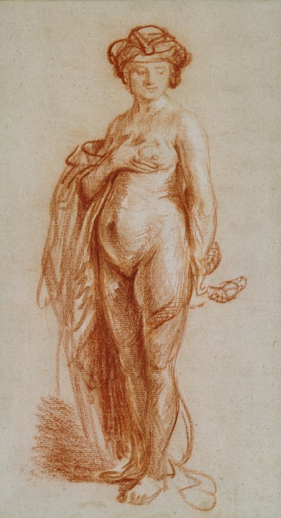 研究一个裸体女人作为埃及艳后 作者 Rembrandt van Rijn