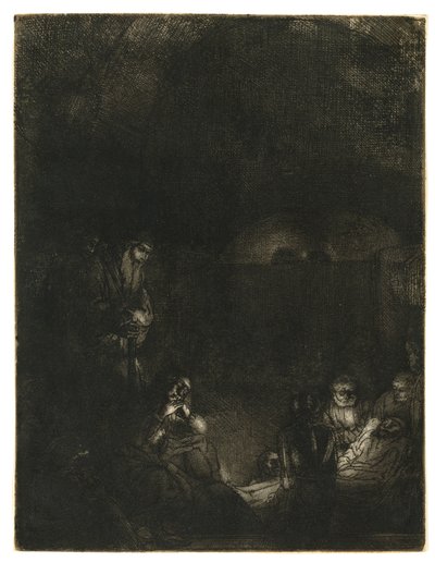 下葬》，约 1654 年（蚀刻、干点和錾刻） 作者 伦勃朗·哈门斯。范赖恩