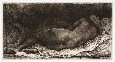 The Naked Woman, Sleeping with Her Buttocks in the Wind, 作者 伦勃朗·哈门斯。范赖恩
