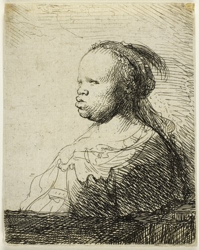 白种女黑奴》，约 1630 年（纸上蚀刻版画） 作者 伦勃朗·哈门斯。范赖恩