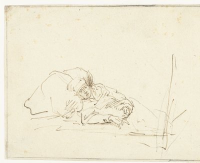 萨斯基娅卧病在床 作者 Rembrandt van Rijn（复制后）